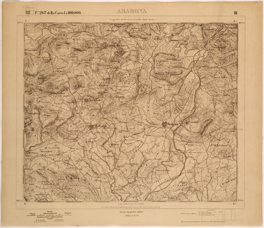 (N:27776) ARAGONA - FOGLIO 267 III. (SE001570) Carte e stampe antiche: riproduzione a colori su carta (formato A1)
