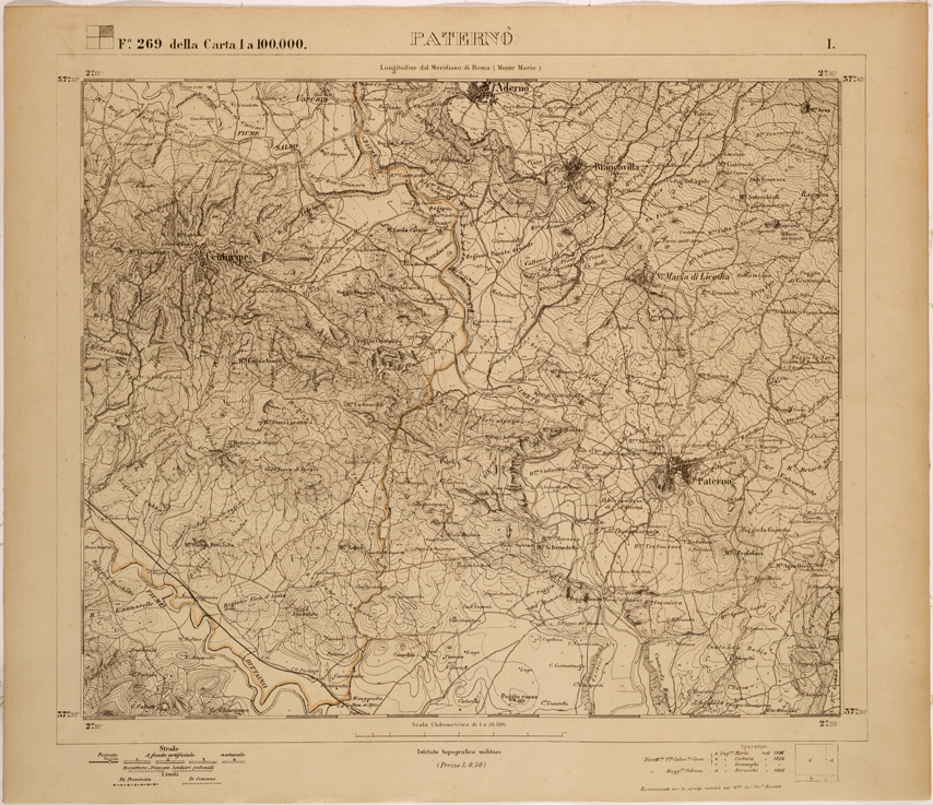 (N:27782) PATERNO' - FOGLIO 269 I. (SE001576) Carte e stampe antiche: riproduzione a colori su carta (formato A1)