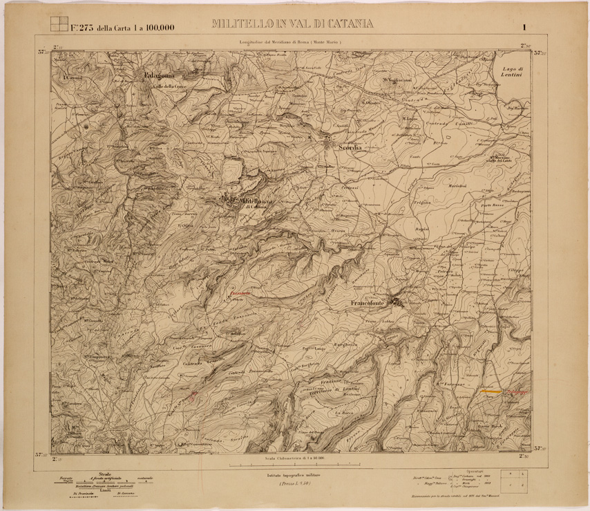(N:27795) MILITELLO IN VAL DI CATANIA - FOGLIO 273 I. (SE001589) Carte e stampe antiche: riproduzione a colori su carta (formato A1)