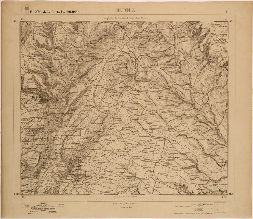 (N:27804) MODICA - FOGLIO 276 I. (SE001598) Carte e stampe antiche: riproduzione a colori su carta (formato A1)