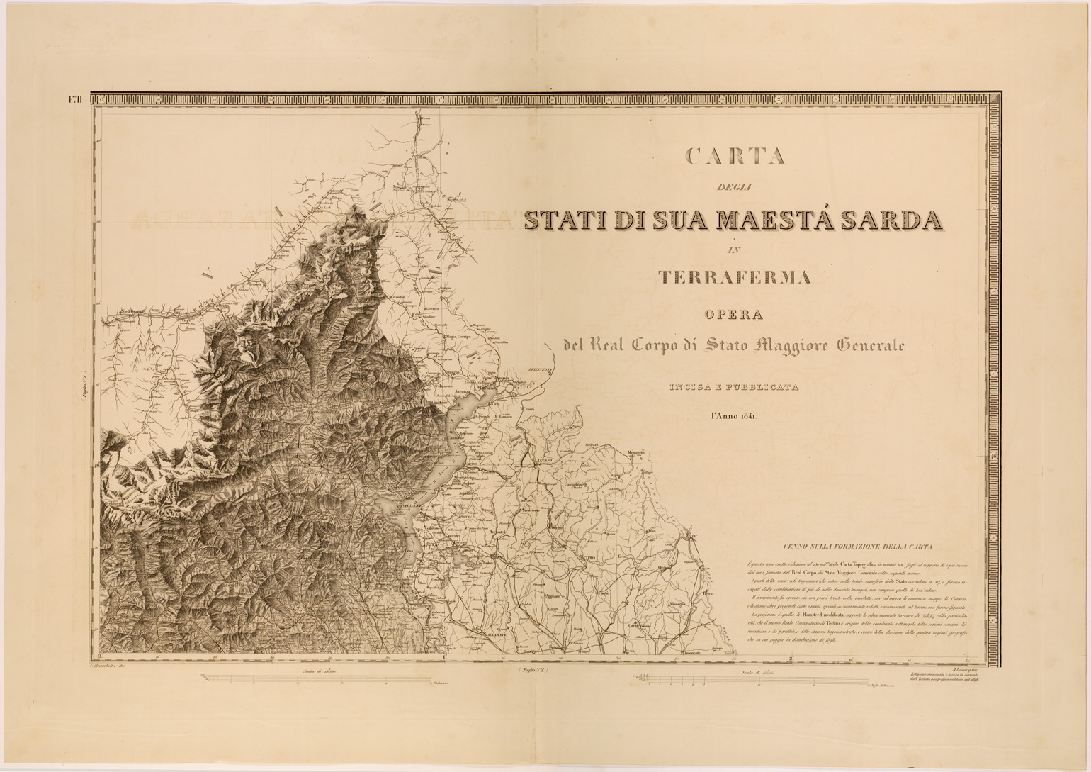 (N:27813) CARTA  DEGLI STATI DI SUA MAESTA' SARDA IN TERRAFERMA - FOGLIO 2. (SE001608) Carte e stampe antiche: riproduzione a colori su carta (formato A1)