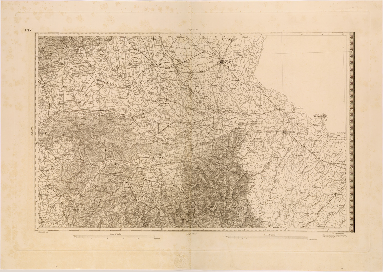 (N:27815) CARTA DEGLI STATI SI SUA MAESTA' SARDA IN TERRAFERMA - FOGLIO 4. (SE001612) Carte e stampe antiche: riproduzione a colori su carta (formato A1)
