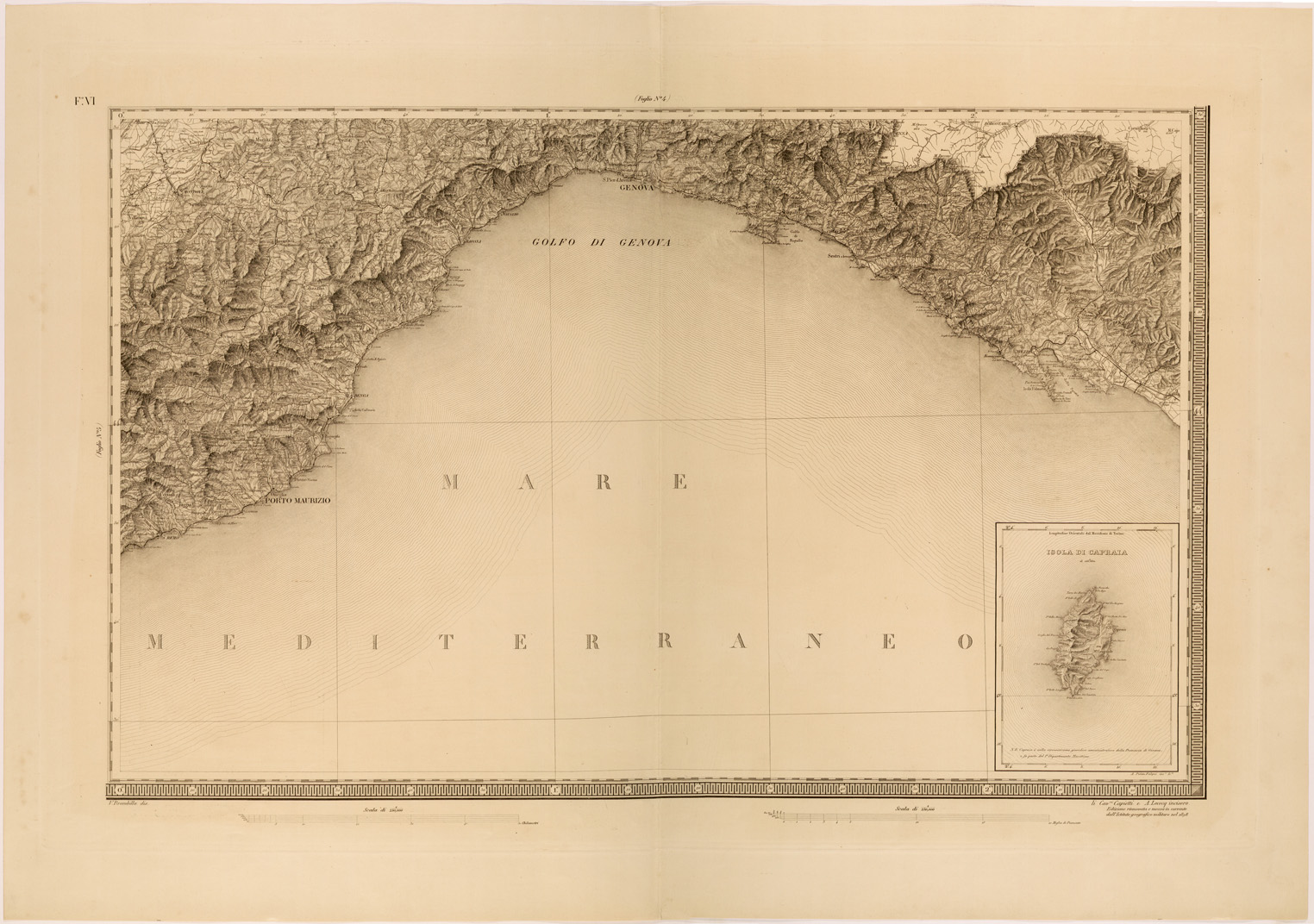 (N:27817) CARTA DEGLI STATI DI SUA MAESTA' SARDA IN TERRAFERMA - FOGLIO 6. (SE001616) Carte e stampe antiche: riproduzione a colori su carta (formato A1)