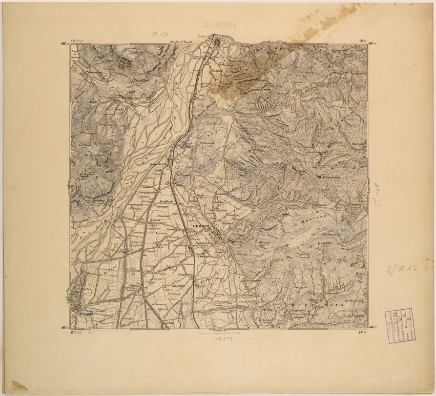 (N:27872) OSOPPO 5 GEMONA. (SE001656) Carte e stampe antiche: riproduzione a colori su carta (formato A1)