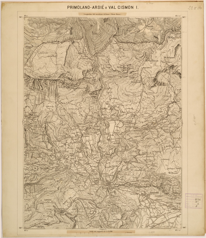 (N:27895) PRIMOLANO ARSIE' E VALCISMON - N.1 EST. (SE001662) Carte e stampe antiche: riproduzione a colori su carta (formato A1)