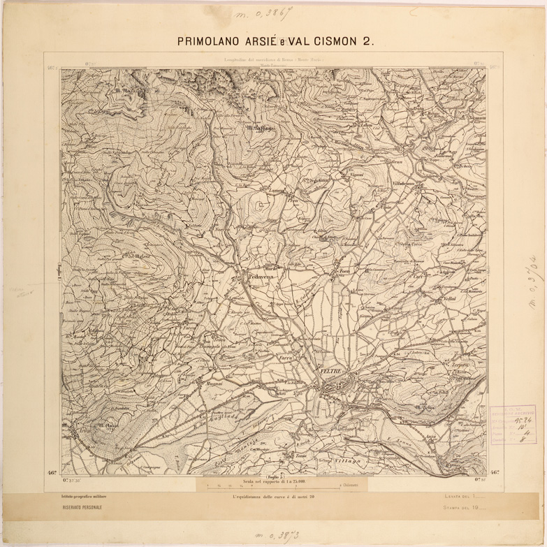 (N:27900) PRIMOLANO ARSIE' E VALCISMON - N.2 SUD. (SE001665) Carte e stampe antiche: riproduzione a colori su carta (formato A1)