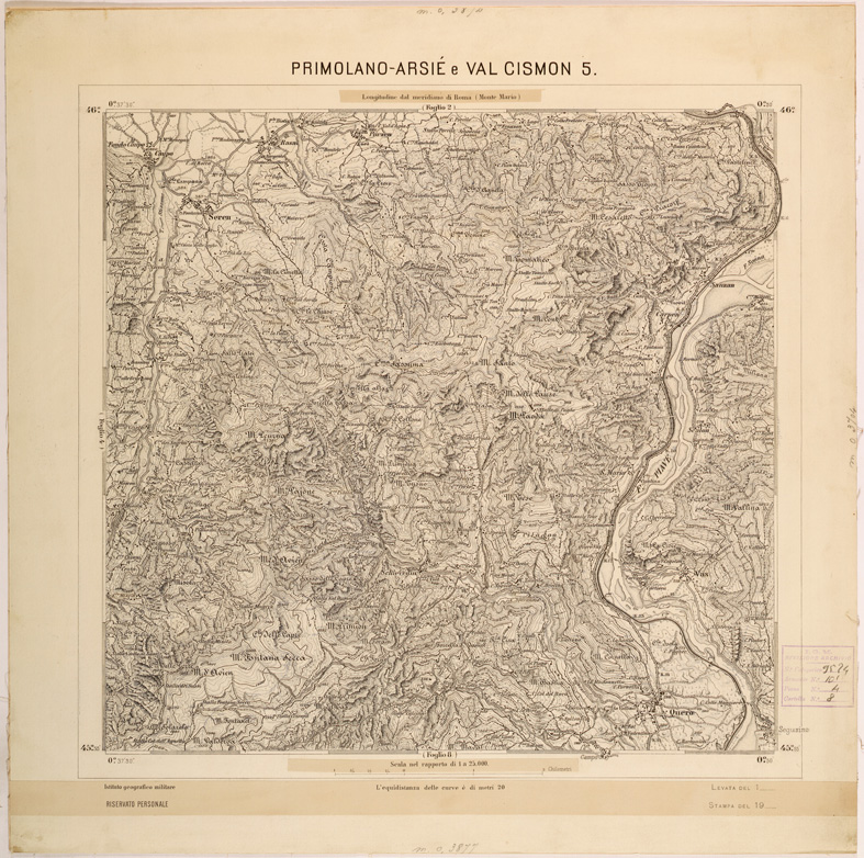 (N:27906) PRIMOLANO ARSIE' E VILCISMON - N. 5. (SE001669) Carte e stampe antiche: riproduzione a colori su carta (formato A1)
