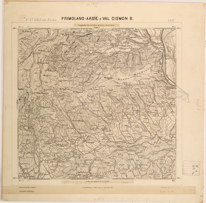 (N:27909) PRIMOLANO ARSIE' E VALCISMON - N. 8. (SE001672) Carte e stampe antiche: riproduzione a colori su carta (formato A1)