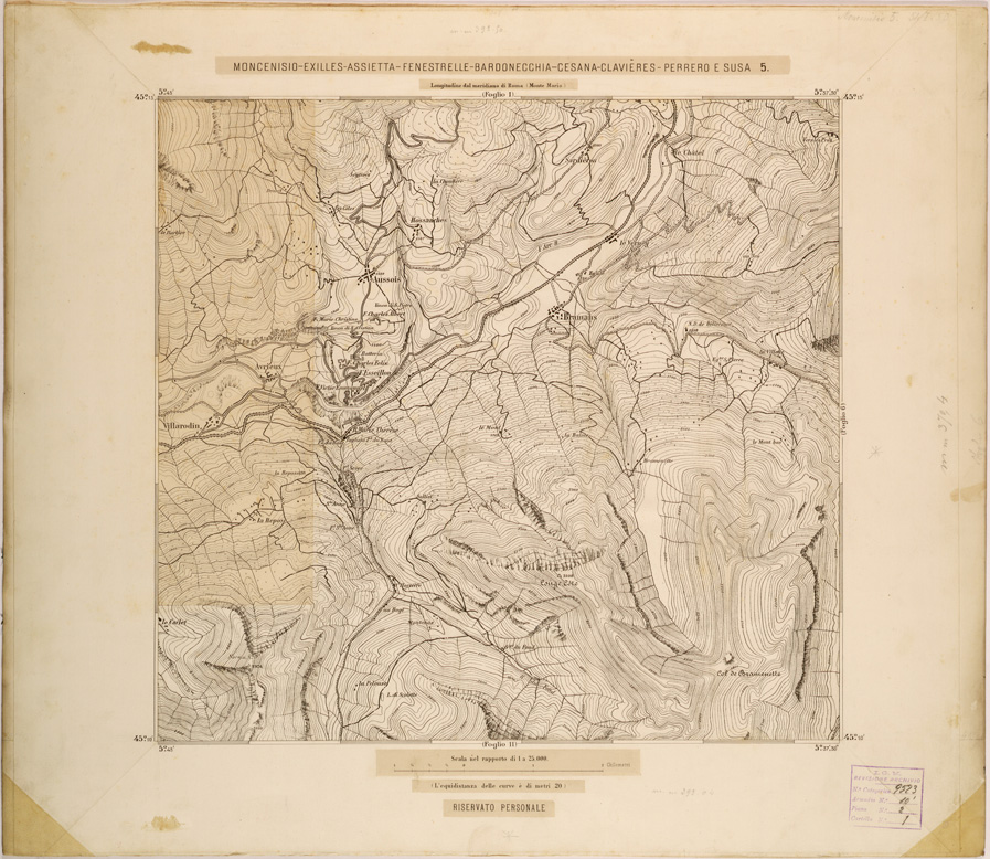 (N:27943) MONCENISIO-EXILLES-FENESTRELLE-BARDONECCHIA-CESANA-CLAVIERES-PERRERO E SUSA 5. (SE001696) Carte e stampe antiche: riproduzione a colori su carta (formato A1)