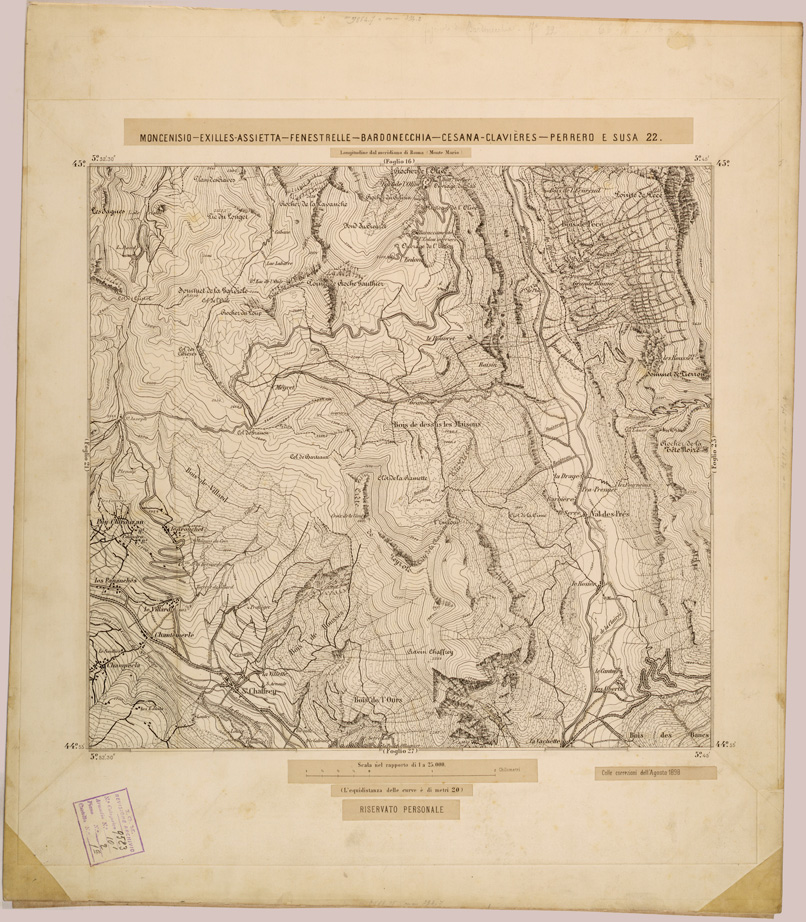(N:27961) MONCENISIO-EXILLES-FENESTRELLE-BARDONECCHIA-CESANA-CLAVIERES-PERRERO E SUSA 22. (SE001713) Carte e stampe antiche: riproduzione a colori su carta (formato A1)