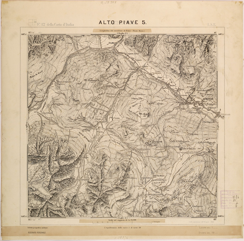 (N:27967) ALTO PIAVE 5. (SE001719) Carte e stampe antiche: riproduzione a colori su carta (formato A1)