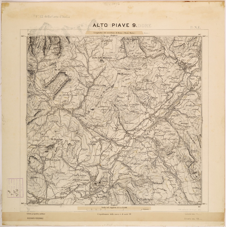 (N:27971) ALTO PIAVE 9. (SE001723) Carte e stampe antiche: riproduzione a colori su carta (formato A1)