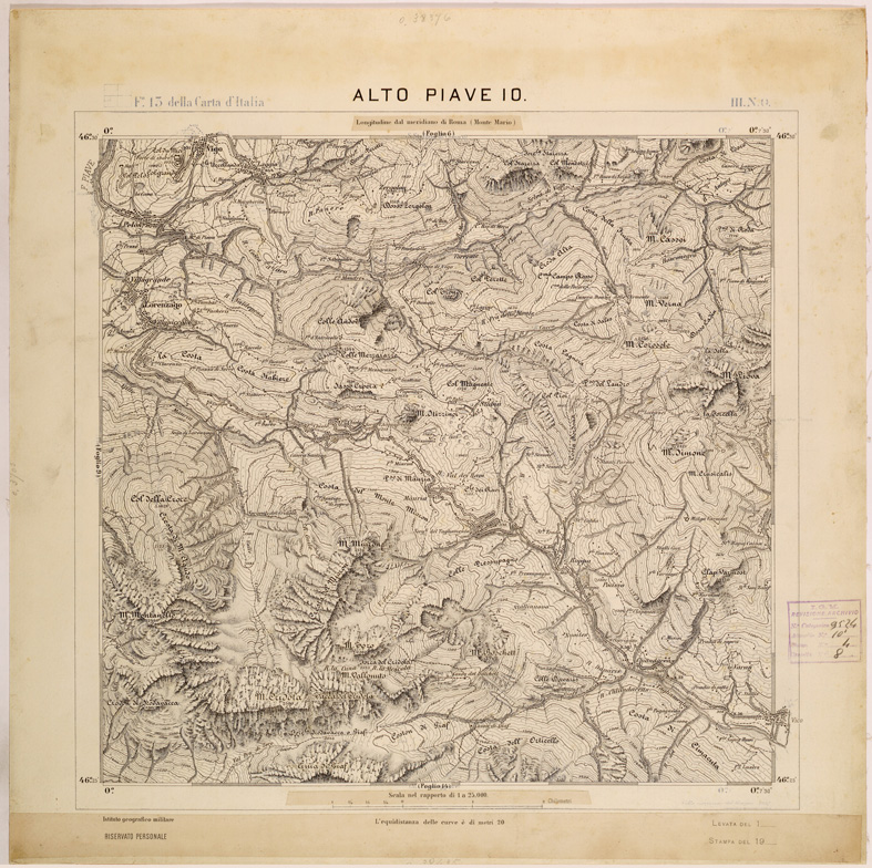 (N:27972) ALTO PIAVE 10. (SE001724) Carte e stampe antiche: riproduzione a colori su carta (formato A1)