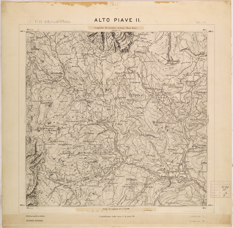 (N:27973) ALTO PIAVE 11. (SE001725) Carte e stampe antiche: riproduzione a colori su carta (formato A1)