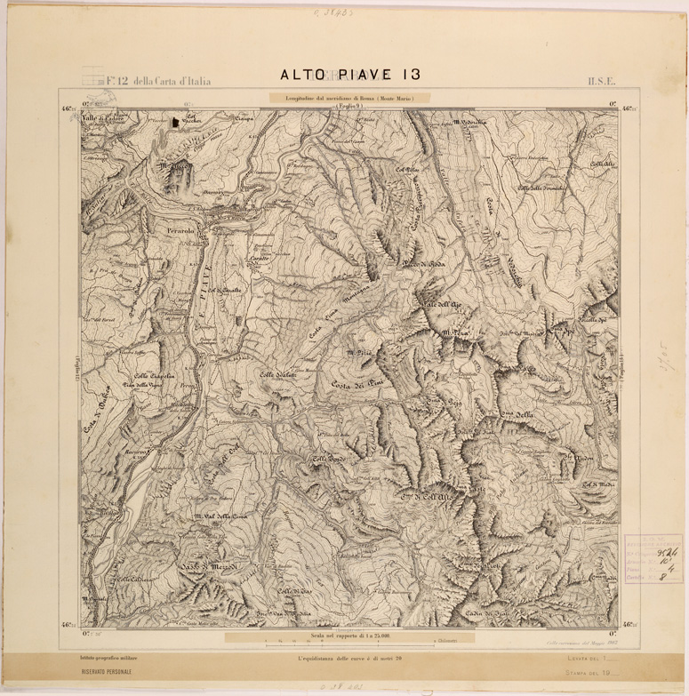 (N:27975) ALTO PIAVE 13. (SE001727) Carte e stampe antiche: riproduzione a colori su carta (formato A1)