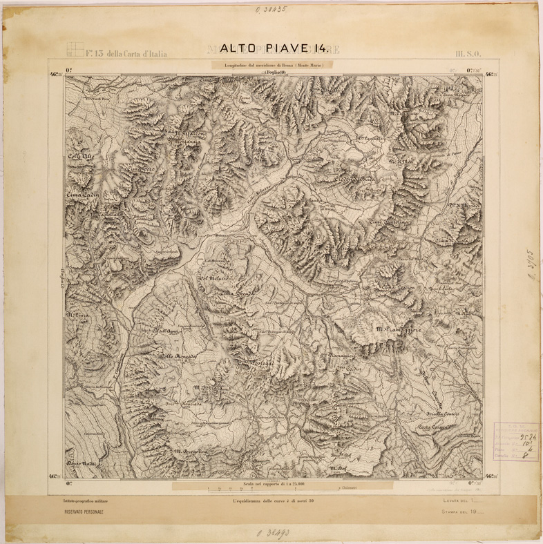 (N:27976) ALTO PIAVE 14. (SE001728) Carte e stampe antiche: riproduzione a colori su carta (formato A1)