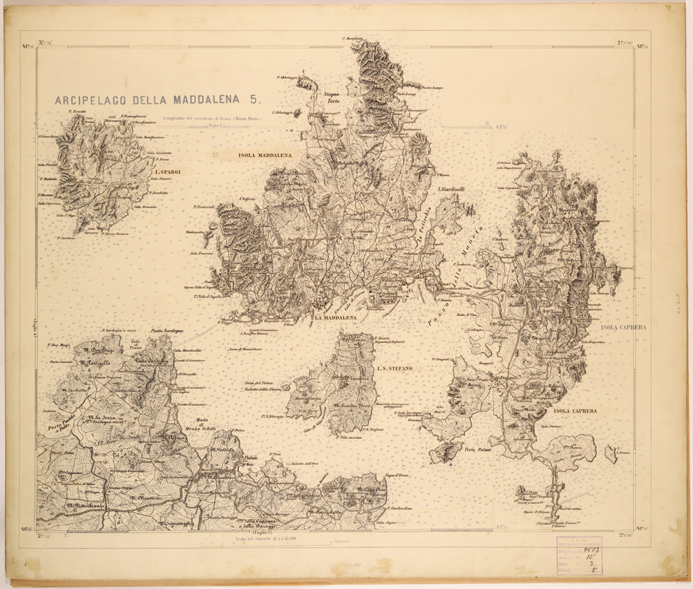 (N:28010) ARCIPELAGO DELLA MADDALENA 5. (SE001762) Carte e stampe antiche: riproduzione a colori su carta (formato A1)