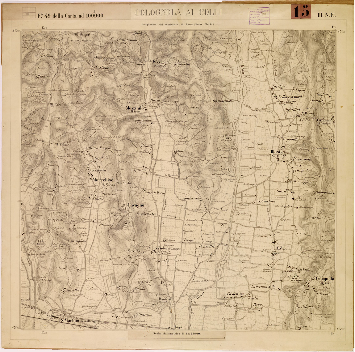 (N:28345) VERONA E DINTORNI - FOGLIO 49 III NE - COLOGNOLA AI COLLI (SE001997) Carte e stampe antiche: riproduzione a colori su carta (formato A1)
