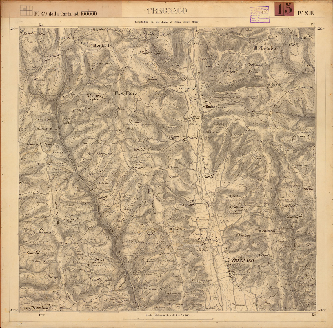 (N:28351) VERONA E DINTORNI - FOGLIO 49 IV SE - TREGNAGO (SE002005) Carte e stampe antiche: riproduzione a colori su carta (formato A1)