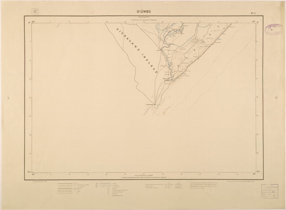 (N:28113) CARTA DELLA SOMALIA ITALIANA - FOGLIO 01 - GIUMBO (SE002021) Carte e stampe antiche: riproduzione a colori su carta (formato A1)