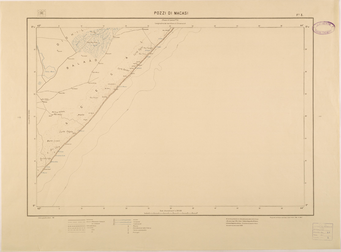 (N:28115) CARTA DELLA SOMALIA ITALIANA - FOGLIO 03 - MACASI (SE002023) Carte e stampe antiche: riproduzione a colori su carta (formato A1)