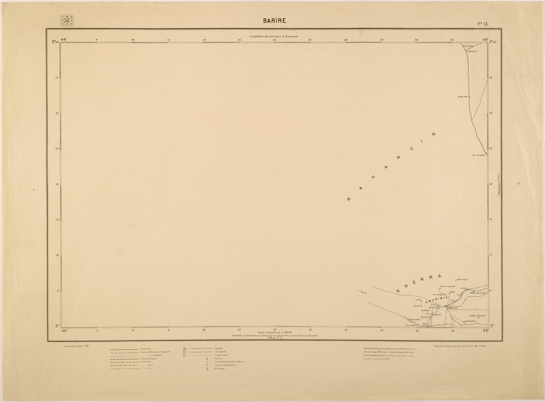 (N:28120) CARTA DELLA SOMALIA ITALIANA - FOGLIO 13 - BARIRE (SE002028) Carte e stampe antiche: riproduzione a colori su carta (formato A1)