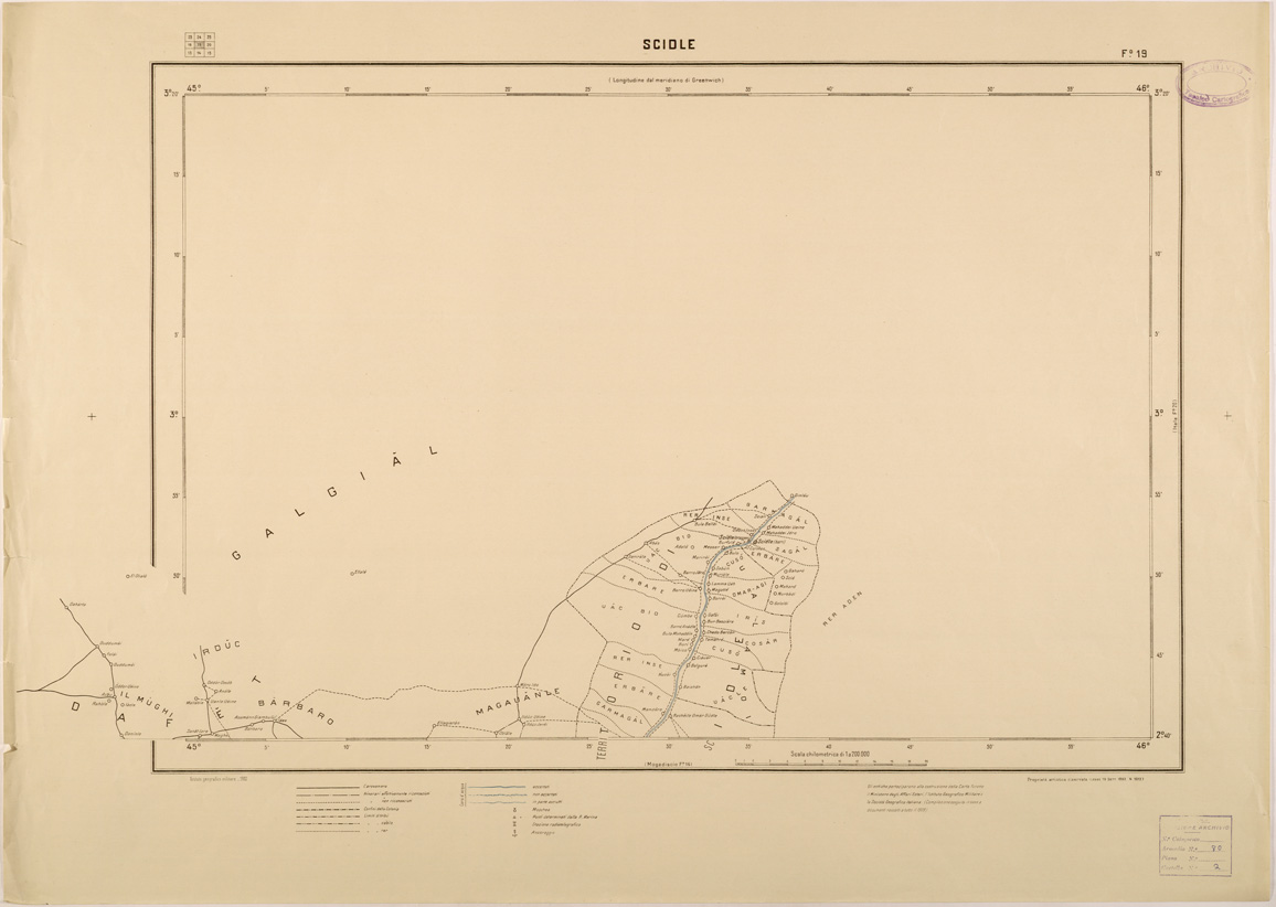 (N:28125) CARTA DELLA SOMALIA ITALIANA - FOGLIO 19 - SCIDLE (SE002031) Carte e stampe antiche: riproduzione a colori su carta (formato A1)
