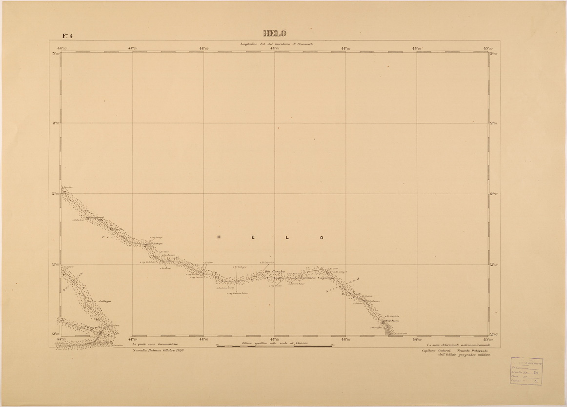 (N:28141) REGIONE A NORD DI MOGADISCIO - FOGLIO 4 - HELO (SE002041) Carte e stampe antiche: riproduzione a colori su carta (formato A1)
