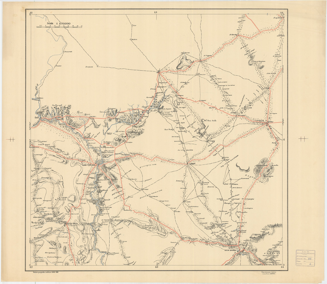 (N:28250) RETE STRADALE DELLA SOMALIA - LUGH FERRANDI (SE002066) Carte e stampe antiche: riproduzione a colori su carta (formato A1)