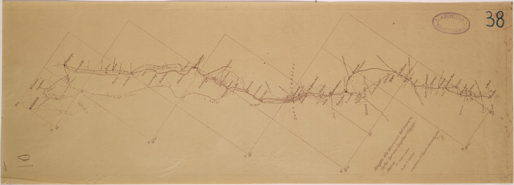 (N:28314) ITINERARIO FERFER GORRAHEI DAGAHBUR GIGGIGA HARRAR (SE002138) Carte e stampe antiche: riproduzione a colori su carta (formato A1)