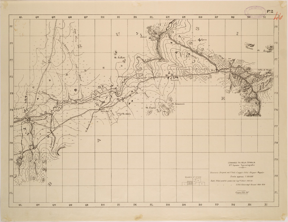 (N:28355) ITINERARIO SORGENTI DEL FIUME UABI LAGGIO GOBA' GHIGNER MAGALO - FOGLIO 2 (SE002154) Carte e stampe antiche: riproduzione a colori su carta (formato A1)