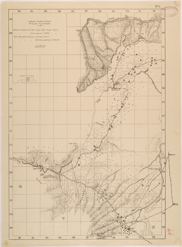 (N:28356) ITINERARIO SORGENTI DEL FIUME UABI LAGGIO GOBA' GHIGNER MAGALO - FOGLIO 3 (SE002155) Carte e stampe antiche: riproduzione a colori su carta (formato A1)