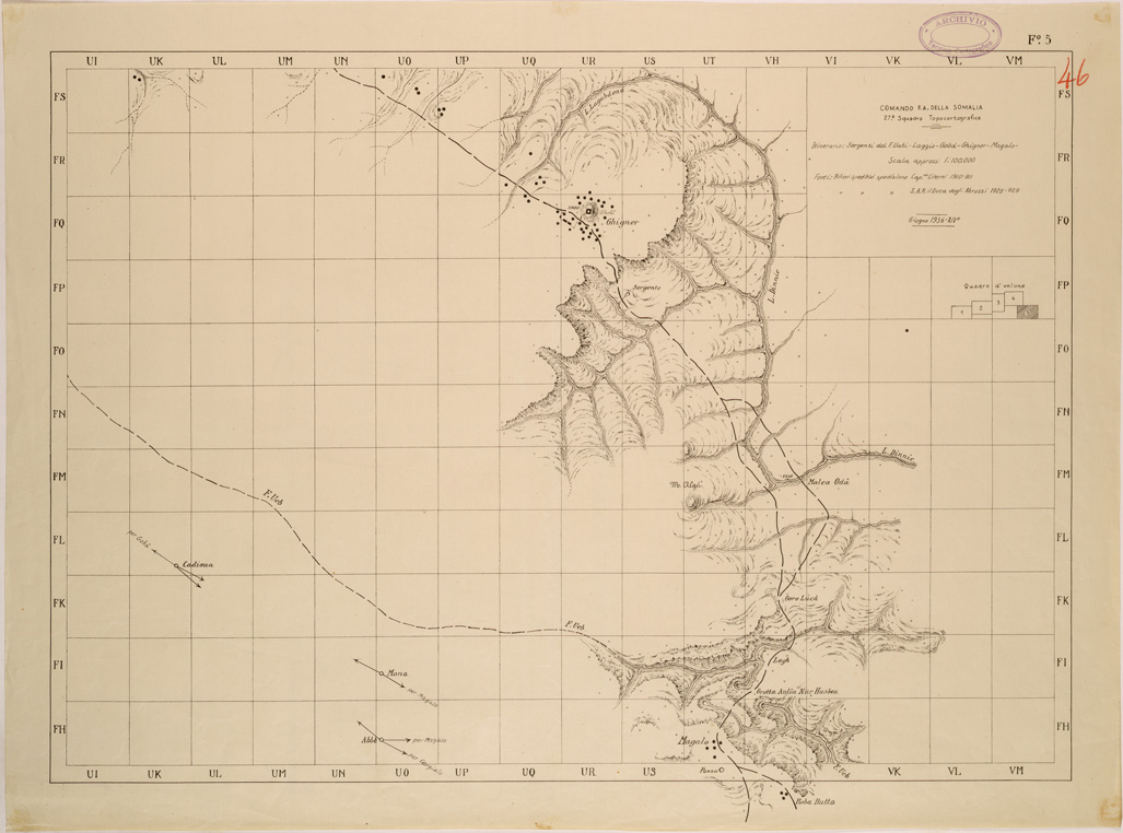 (N:28363) ITINERARIO SORGENTI DEL FIUME UABI LAGGIO GOBA' GHIGNER MAGALO - FOGLIO 5 (SE002157) Carte e stampe antiche: riproduzione a colori su carta (formato A1)