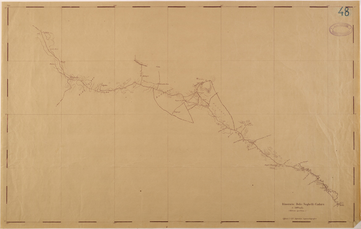(N:28366) ITINERARIO DOLO NEGHELLI UADARA (SE002159) Carte e stampe antiche: riproduzione a colori su carta (formato A1)
