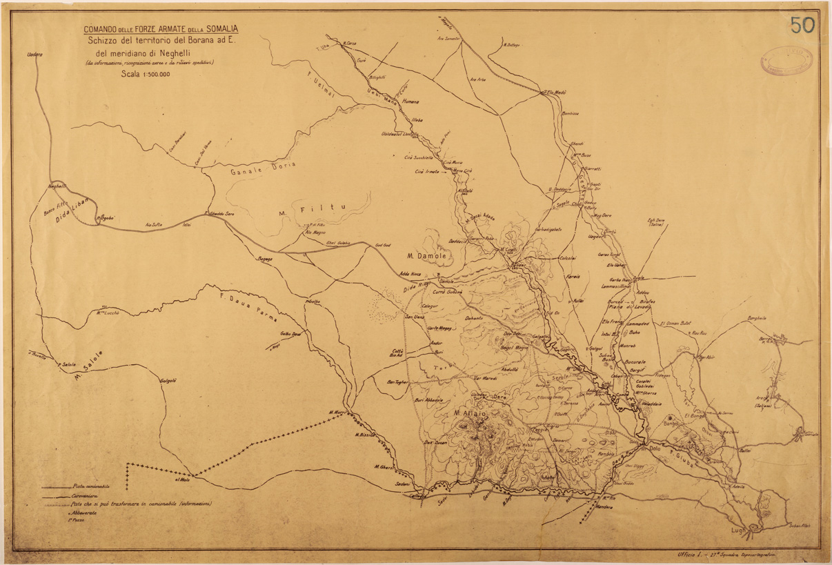 (N:28372) SCHIZZO DEL TERRITORIO DEL BORANA AD EST DEL MERIDIANO DI NEGHELLI (SE002161) Carte e stampe antiche: riproduzione a colori su carta (formato A1)