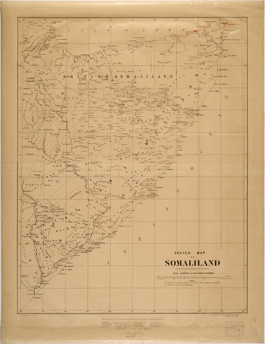 (N:28379) SKETCH MAP OF SOMALILAND (SE002170) Carte e stampe antiche: riproduzione a colori su carta (formato A1)