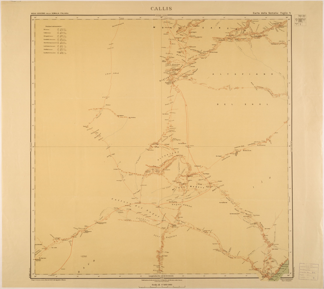 (N:28386) CARTA DELLA SOMALIA - FOGLIO 04 - CALLIS (SE002175) Carte e stampe antiche: riproduzione a colori su carta (formato A1)