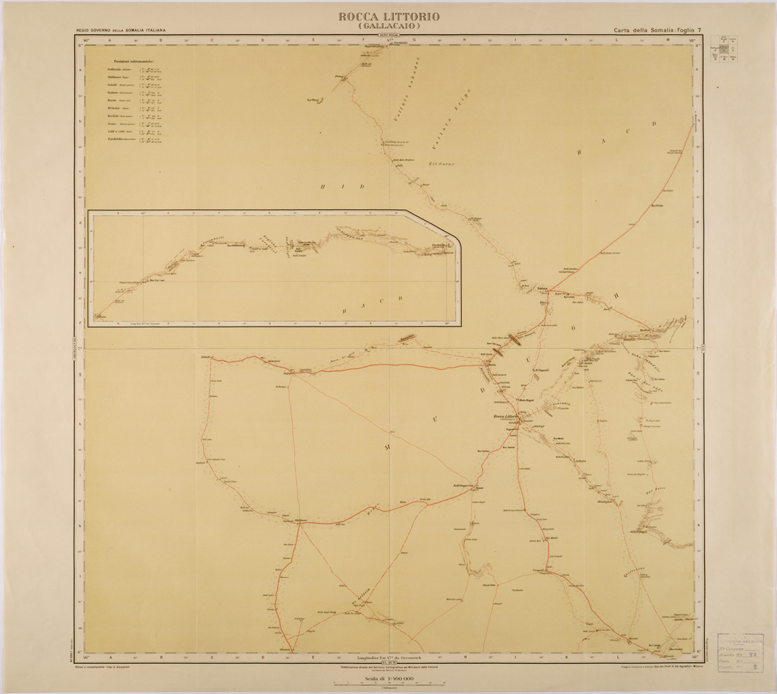 (N:28390) CARTA DELLA SOMALIA - FOGLIO 07 - ROCCA LITTORIO ( GALLACAIO ) (SE002177) Carte e stampe antiche: riproduzione a colori su carta (formato A1)
