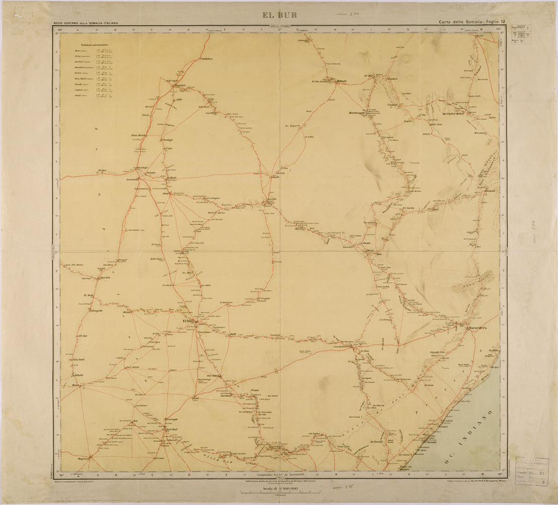 (N:28392) CARTA DELLA SOMALIA - FOGLIO 12 - EL BUR (SE002179) Carte e stampe antiche: riproduzione a colori su carta (formato A1)