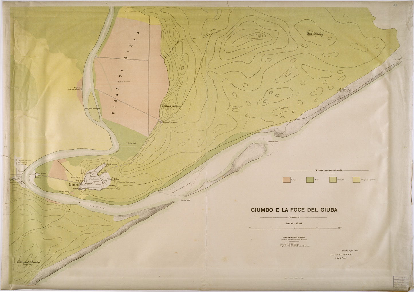 (N:28424) GIUMBO E LA FOCE DEL GIUBA (SE002185) Carte e stampe antiche: riproduzione a colori su carta (formato A1)