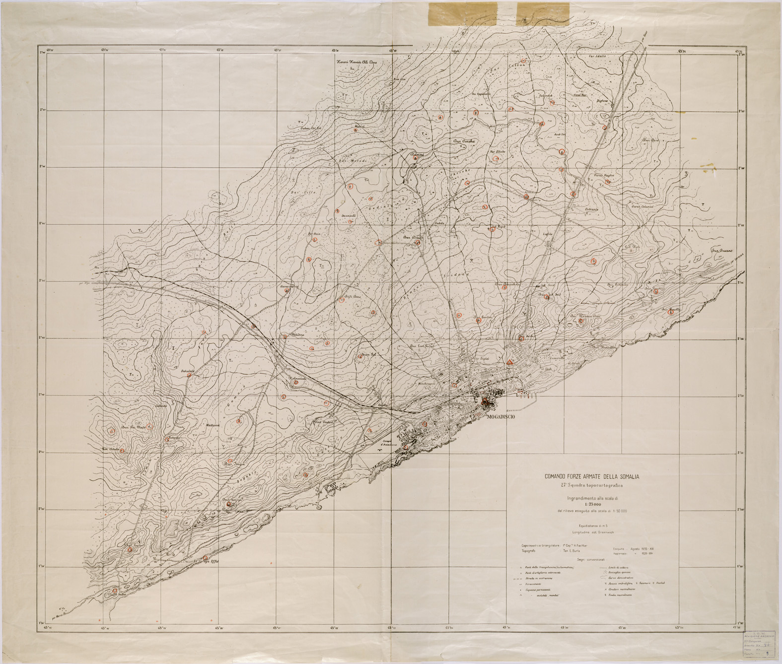(N:28426) MOGADISCIO (SE002188) Carte e stampe antiche: riproduzione a colori su carta (formato A1)
