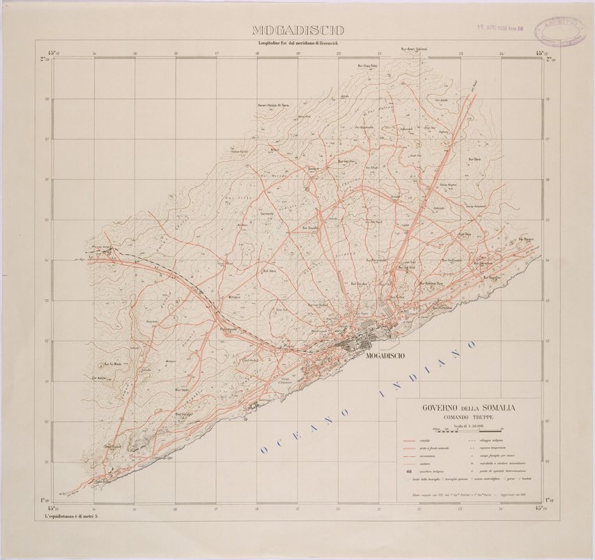 (N:28428) MOGADISCIO (SE002192) Carte e stampe antiche: riproduzione a colori su carta (formato A1)
