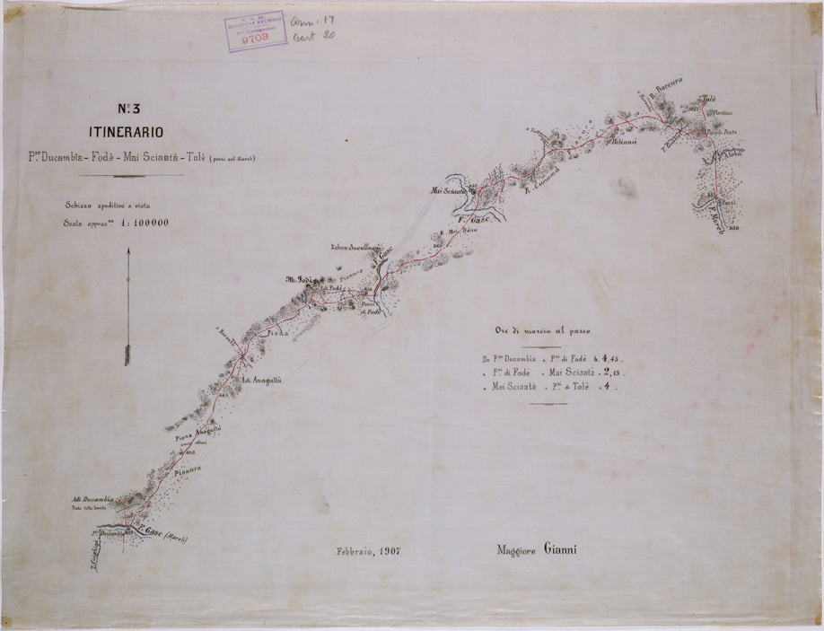 (N:28447) ITINERARIO BARENTU' TOLE - FOGLIO 3 - P.ZO DUCAMBIA' FODE' MAI SCIAATA' TOLE' (SE002246) Carte e stampe antiche: riproduzione a colori su carta (formato A1)