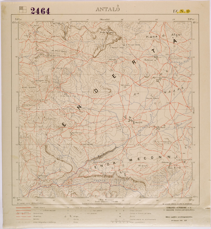 (N:28453) TIGRAI - FOGLIO 2464 IV NO - ANTALO' (SE002252) Carte e stampe antiche: riproduzione a colori su carta (formato A1)