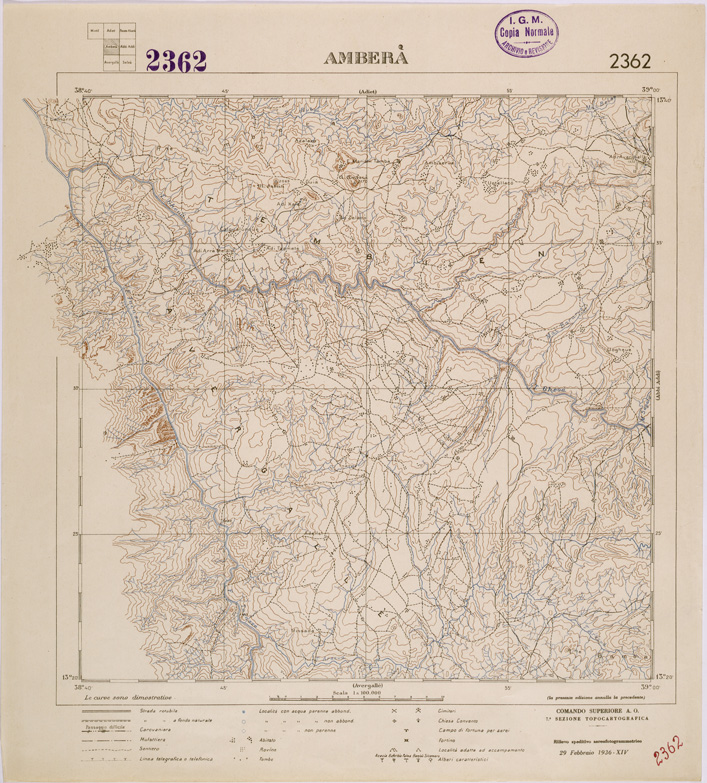(N:28480) TIGRAI - FOGLIO 2362 - AMBERA' (SE002269) Carte e stampe antiche: riproduzione a colori su carta (formato A1)
