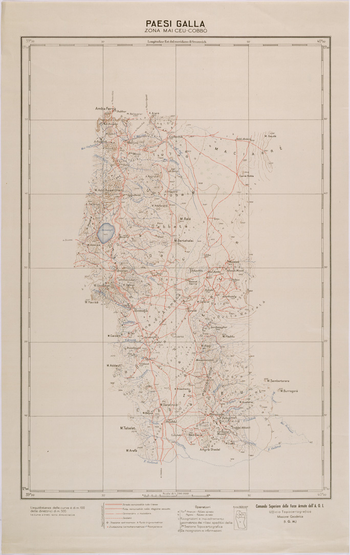 (N:28511) PAESI GALLA - ZONA MAI CEU COBBO' (SE002276) Carte e stampe antiche: riproduzione a colori su carta (formato A1)