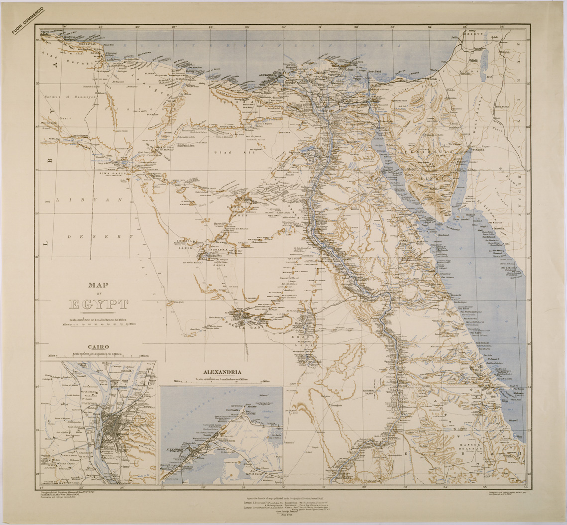 (N:28542) MAP OF EGYPT. (SE002301) Carte e stampe antiche: riproduzione a colori su carta (formato A1)