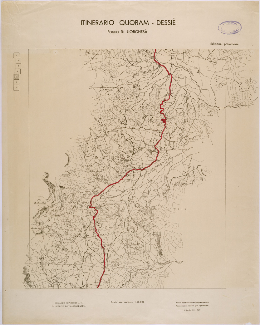 (N:28575) ITINERARIO QUORAM DESSIE' - FOGLIO 5. (SE002322) Carte e stampe antiche: riproduzione a colori su carta (formato A1)