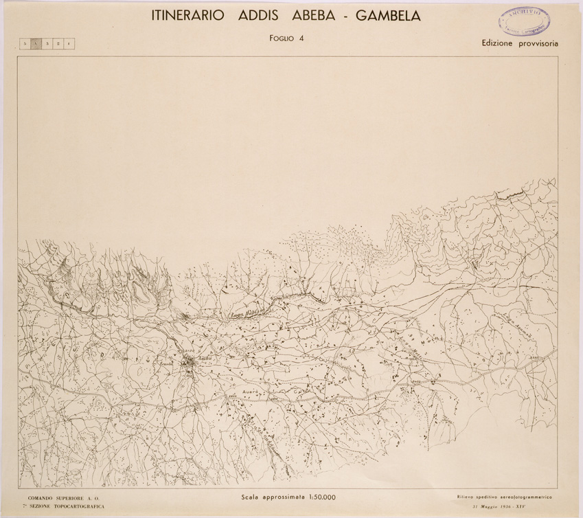 (N:28488) ITINERARIO ADDIS ABEBA GAMBELA FOGLIO 4 (SE002344) Carte e stampe antiche: riproduzione a colori su carta (formato A1)