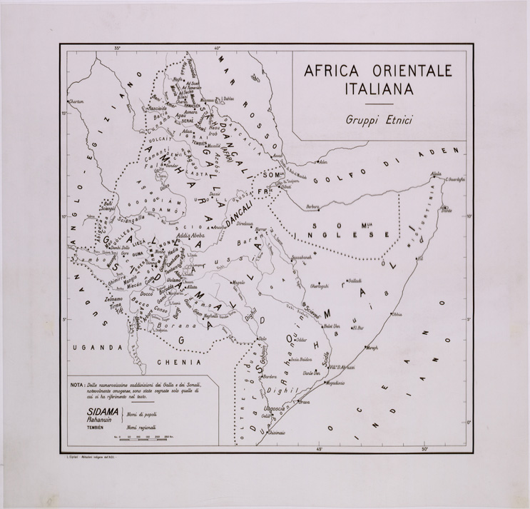 (N:28613) AFRICA ORIENTALE ITALIANA GRUPPI ETNICI (SE002415) Carte e stampe antiche: riproduzione a colori su carta (formato A1)